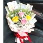 2 pink roses 2 yellow roses bouquet
